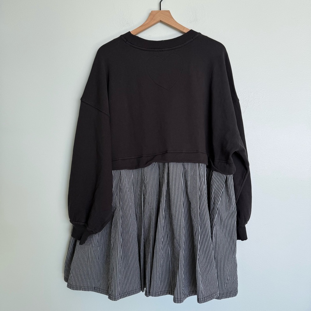 Free People Eleanor Black Combo Striped Sweatshirt Dress - Picture 7 of 8